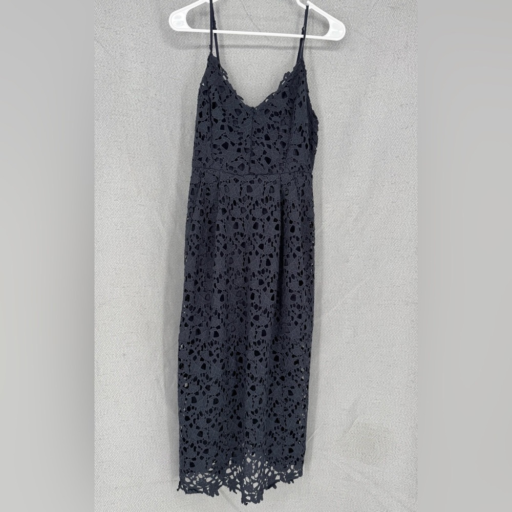 Astr Blue Midi Dress Halter Neckline Fit and Flare - Picture 2 of 8